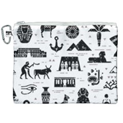 Dark Seamless Pattern Symbols Landmarks Signs Egypt Canvas Cosmetic Bag (xxl) by Wegoenart