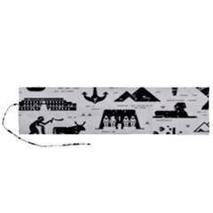 Dark Seamless Pattern Symbols Landmarks Signs Egypt Roll Up Canvas Pencil Holder (l) by Wegoenart