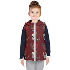 Tattoo Old School Background Pattern Kids  Hooded Puffer Vest by Wegoenart