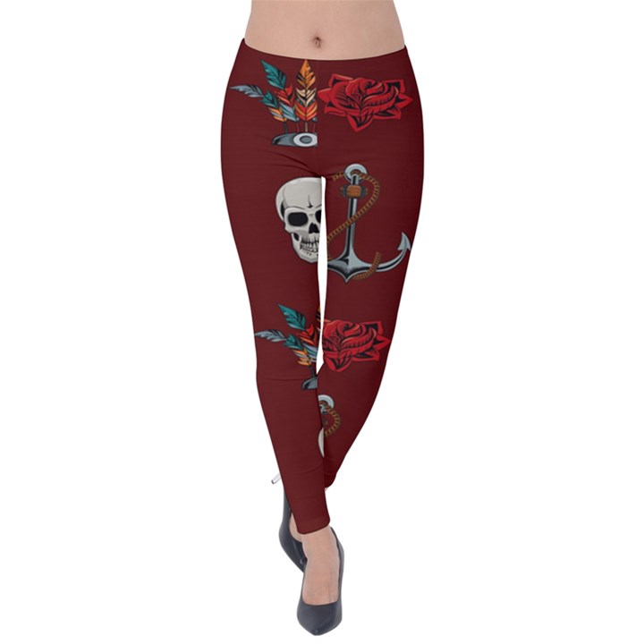 Tattoo Old School Background Pattern Velvet Leggings