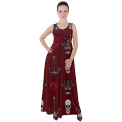 Tattoo Old School Background Pattern Empire Waist Velour Maxi Dress