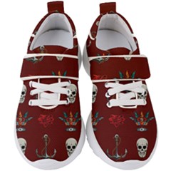 Tattoo Old School Background Pattern Kids  Velcro Strap Shoes by Wegoenart