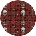 Tattoo Old School Background Pattern Wooden Puzzle Round View1