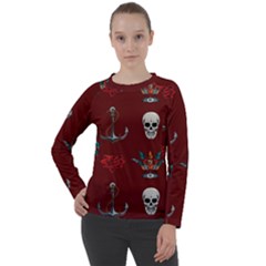 Tattoo Old School Background Pattern Women s Long Sleeve Raglan Tee