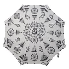 Marine Nautical Seamless Pattern With Vintage Lighthouse Wheel Hook Handle Umbrellas (large) by Wegoenart