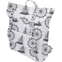 Marine Nautical Seamless Pattern With Vintage Lighthouse Wheel Buckle Up Backpack View1