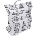 Marine Nautical Seamless Pattern With Vintage Lighthouse Wheel Buckle Up Backpack View2