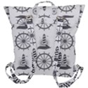 Marine Nautical Seamless Pattern With Vintage Lighthouse Wheel Buckle Up Backpack View3