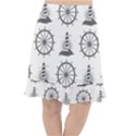 Marine Nautical Seamless Pattern With Vintage Lighthouse Wheel Fishtail Chiffon Skirt View1