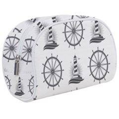 Marine Nautical Seamless Pattern With Vintage Lighthouse Wheel Makeup Case (medium) by Wegoenart