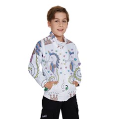 Seamless Pattern Cute Unicorn Cartoon Hand Drawn Kids  Windbreaker by Wegoenart