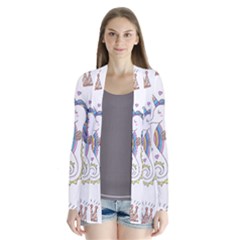 Seamless Pattern Cute Unicorn Cartoon Hand Drawn Drape Collar Cardigan by Wegoenart