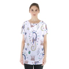 Seamless Pattern Cute Unicorn Cartoon Hand Drawn Skirt Hem Sports Top by Wegoenart