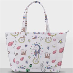 Seamless Pattern Cute Unicorn Cartoon Hand Drawn Back Pocket Shoulder Bag  by Wegoenart