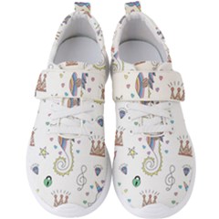 Seamless Pattern Cute Unicorn Cartoon Hand Drawn Men s Velcro Strap Shoes by Wegoenart