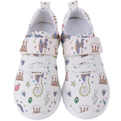 Seamless Pattern Cute Unicorn Cartoon Hand Drawn Women s Velcro Strap Shoes by Wegoenart