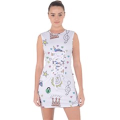 Seamless Pattern Cute Unicorn Cartoon Hand Drawn Lace Up Front Bodycon Dress by Wegoenart