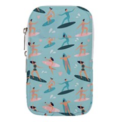 Beach Surfing Surfers With Surfboards Surfer Rides Wave Summer Outdoors Surfboards Seamless Pattern Waist Pouch (small) by Wegoenart