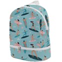 Beach Surfing Surfers With Surfboards Surfer Rides Wave Summer Outdoors Surfboards Seamless Pattern Zip Bottom Backpack View1