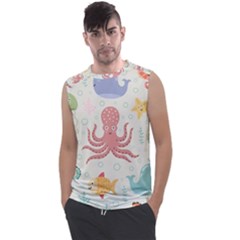 Underwater Seamless Pattern Light Background Funny Men s Regular Tank Top by Wegoenart