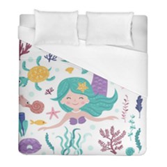 Set Cute Mermaid Seaweeds Marine Inhabitants Duvet Cover (full/ Double Size)