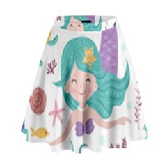 Set Cute Mermaid Seaweeds Marine Inhabitants High Waist Skirt by Wegoenart