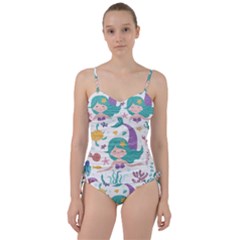 Set Cute Mermaid Seaweeds Marine Inhabitants Sweetheart Tankini Set