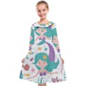 Set Cute Mermaid Seaweeds Marine Inhabitants Kids  Midi Sailor Dress View1