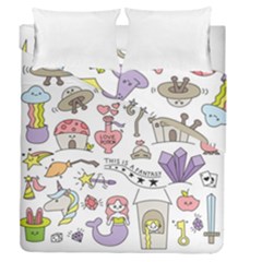 Fantasy Things Doodle Style Vector Illustration Duvet Cover Double Side (queen Size) by Wegoenart