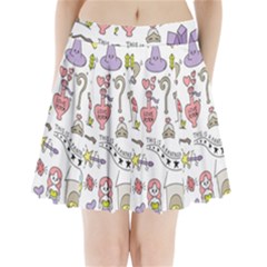 Fantasy Things Doodle Style Vector Illustration Pleated Mini Skirt by Wegoenart