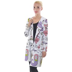 Fantasy Things Doodle Style Vector Illustration Hooded Pocket Cardigan by Wegoenart