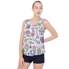 Fantasy Things Doodle Style Vector Illustration Bubble Hem Chiffon Tank Top by Wegoenart