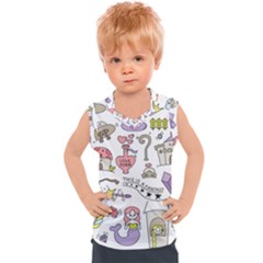 Fantasy Things Doodle Style Vector Illustration Kids  Sport Tank Top