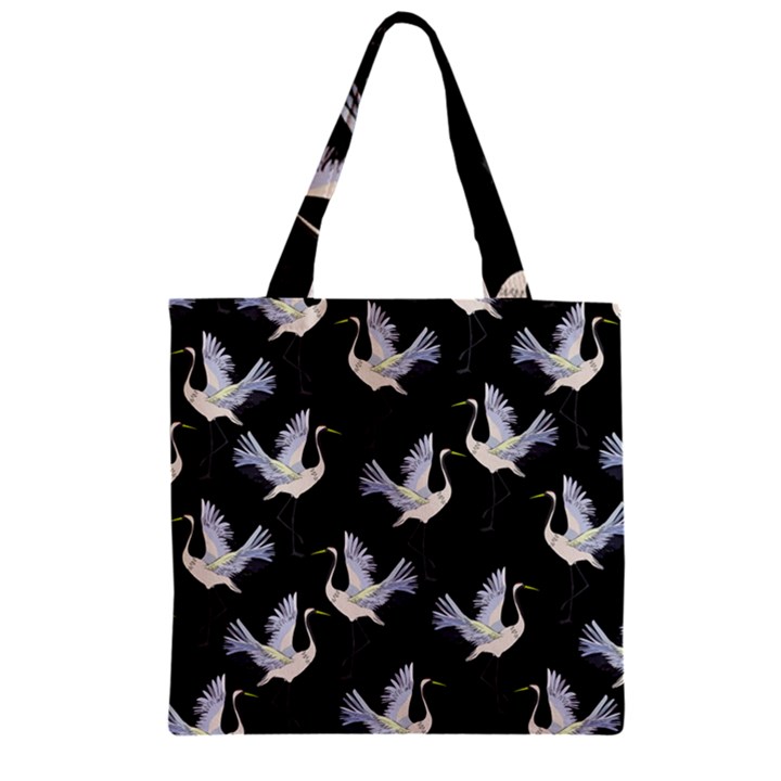 Crane Pattern Zipper Grocery Tote Bag