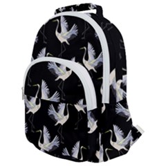 Crane Pattern Rounded Multi Pocket Backpack by Wegoenart