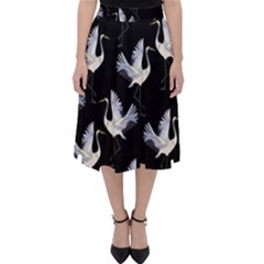 Crane Pattern Classic Midi Skirt by Wegoenart