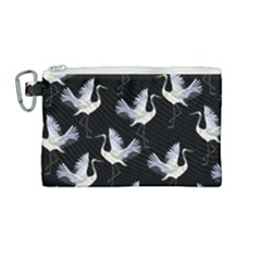 Crane Pattern Canvas Cosmetic Bag (medium) by Wegoenart