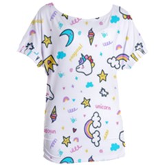 Unicorns Rainbows Seamless Pattern Women s Oversized Tee by Wegoenart