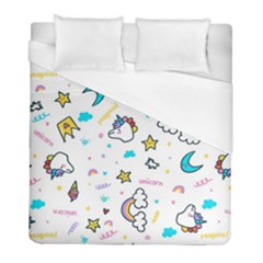 Unicorns Rainbows Seamless Pattern Duvet Cover (full/ Double Size)