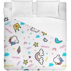 Unicorns Rainbows Seamless Pattern Duvet Cover (king Size) by Wegoenart