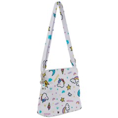 Unicorns Rainbows Seamless Pattern Zipper Messenger Bag