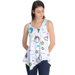 Unicorns Rainbows Seamless Pattern Sleeveless Tunic by Wegoenart