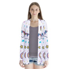 Unicorns Rainbows Seamless Pattern Drape Collar Cardigan by Wegoenart