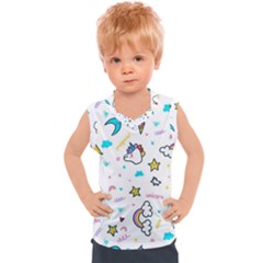 Unicorns Rainbows Seamless Pattern Kids  Sport Tank Top