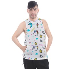 Unicorns Rainbows Seamless Pattern Men s Sleeveless Hoodie by Wegoenart