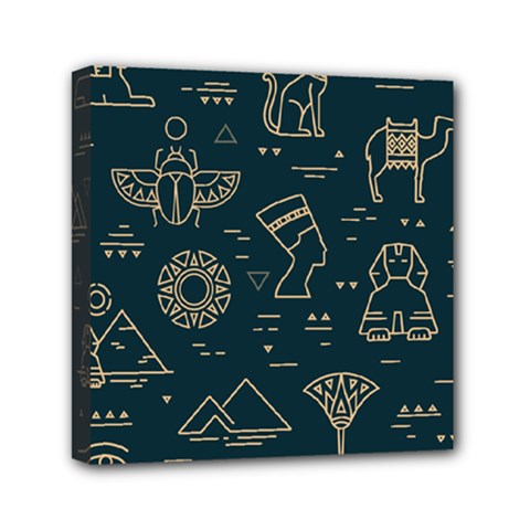 Dark Seamless Pattern Symbols Landmarks Signs Egypt Mini Canvas 6  X 6  (stretched) by Wegoenart