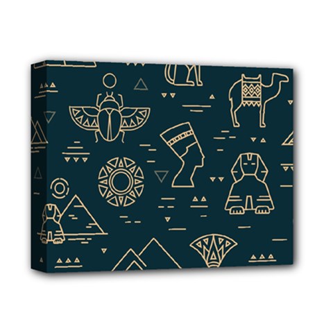 Dark Seamless Pattern Symbols Landmarks Signs Egypt Deluxe Canvas 14  X 11  (stretched) by Wegoenart