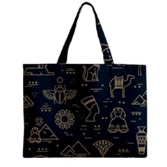 Dark Seamless Pattern Symbols Landmarks Signs Egypt Zipper Mini Tote Bag by Wegoenart