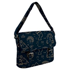 Dark Seamless Pattern Symbols Landmarks Signs Egypt Buckle Messenger Bag by Wegoenart