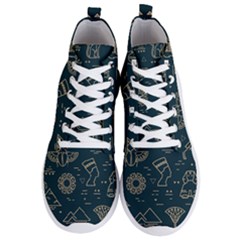 Dark Seamless Pattern Symbols Landmarks Signs Egypt Men s Lightweight High Top Sneakers by Wegoenart